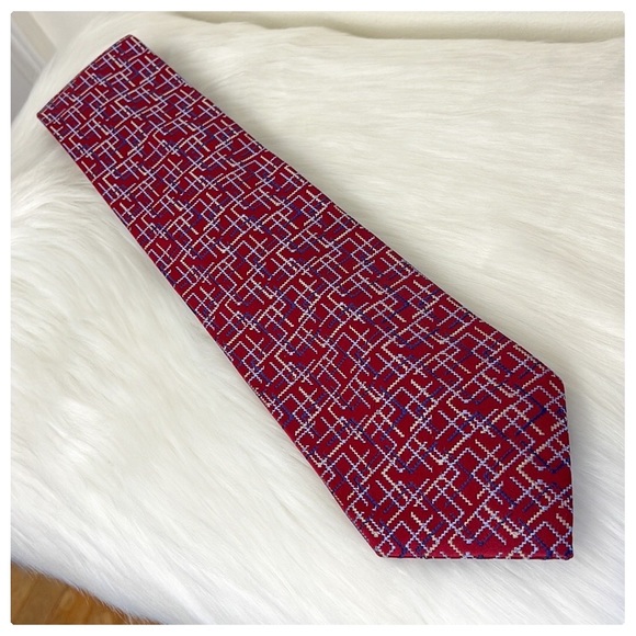 💕Beautiful Red Jhane Barnes Mens Silk Tie💕 - Picture 8 of 13